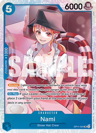 (054) One Piece TCG OP11: A Fist of Divine Speed Single: Nami (OP11-054) (V.1)  Super Rare