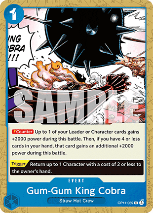 (059) One Piece TCG OP11: A Fist of Divine Speed Single: Gum-Gum King Cobra (OP11-059)  Common