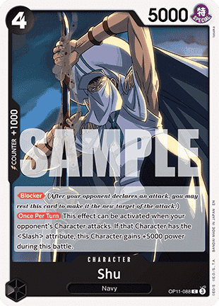 (088) One Piece TCG OP11: A Fist of Divine Speed Single: Shu (OP11-088)  Common