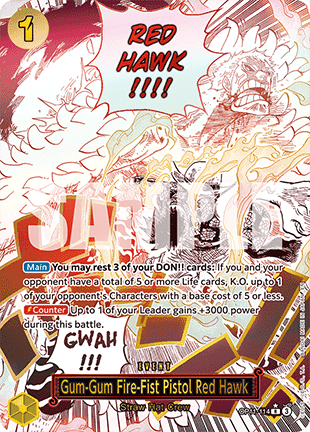 (114) One Piece TCG OP11: A Fist of Divine Speed Single: Gum-Gum Fire-Fist Pistol Red Hawk (OP11-114) (V.2)  Alternate Art