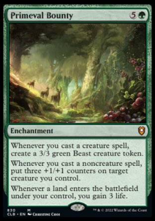 (830) Magic The Gathering Commander Legends: Battle for Baldur's Gate: Extras Single: Primeval Bounty  Mythic