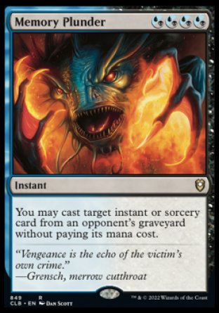 (849) Magic The Gathering Commander Legends: Battle for Baldur's Gate: Extras Single: Memory Plunder  Rare