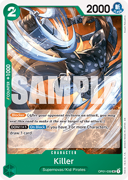 (OP01-039) One Piece TCG PRB02: The Best Vol.2 Single: Killer (OP01-039) (V.1)  Uncommon