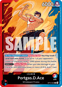 (002) One Piece TCG OP13: Carrying on his Will Single: Portgas.D.Ace (OP13-002) (V.1)  Leader