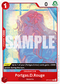 (014) One Piece TCG OP13: Carrying on his Will Single: Portgas.D.Rouge (OP13-014)  Common