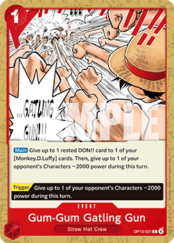 (021) One Piece TCG OP13: Carrying on his Will Single: Gum-Gum Gatling Gun (OP13-021)  Common