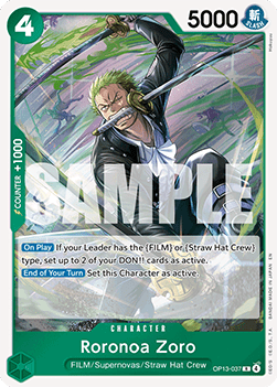 (037) One Piece TCG OP13: Carrying on his Will Single: Roronoa Zoro (OP13-037)  Rare