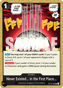 (098) One Piece TCG OP13: Carrying on his Will Single: Never Existed... in the First Place... (OP13-098)  Uncommon