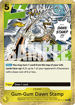(117) One Piece TCG OP13: Carrying on his Will Single: Gum-Gum Dawn Stamp (OP13-117)  Rare