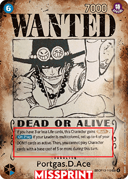(119) One Piece TCG OP13: Carrying on his Will Single: Portgas.D.Ace (OP13-119) (V.4)  Special Rare