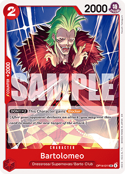 (011) One Piece TCG The Azure Sea's Seven Single: Bartolomeo (OP14-011)  Uncommon