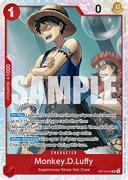 (013) One Piece TCG The Azure Sea's Seven Single: Monkey.D.Luffy (OP14-013) (V.1)  Super Rare