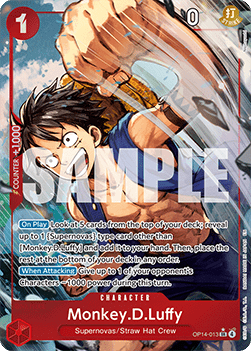 (013) One Piece TCG The Azure Sea's Seven Single: Monkey.D.Luffy (OP14-013) (V.2)  Alternate Art