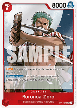 (015) One Piece TCG The Azure Sea's Seven Single: Roronoa Zoro (OP14-015) (V.1)  Rare