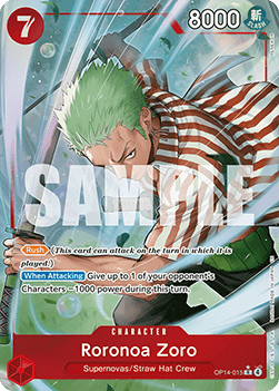 (015) One Piece TCG The Azure Sea's Seven Single: Roronoa Zoro (OP14-015) (V.2)  Alternate Art