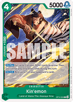 (024) One Piece TCG The Azure Sea's Seven Single: Kin'emon (OP14-024)  Common