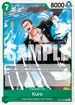 (025) One Piece TCG The Azure Sea's Seven Single: Kuro (OP14-025)  Common