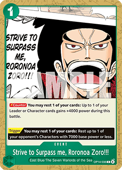 (036) One Piece TCG The Azure Sea's Seven Single: Strive to Surpass me, Roronoa Zoro!!! (OP14-036)  Common