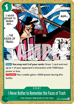 (038) One Piece TCG The Azure Sea's Seven Single: I Never Bother to Remember the Faces of Trash (OP14-038)  Uncommon