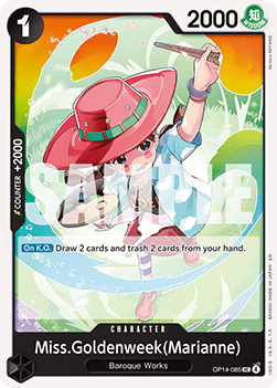 (085) One Piece TCG The Azure Sea's Seven Single: Miss.Goldenweek(Marianne) (OP14-085)  Uncommon