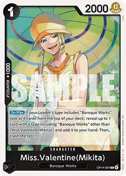(087) One Piece TCG The Azure Sea's Seven Single: Miss.Valentine(Mikita) (OP14-087)  Rare