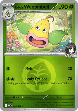(005/217) Pokemon TCG Ascended Heroes: Additionals Single: Erika's Weepinbell   Uncommon (Energy Symbol Reverse Holo)