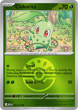 (008/217) Pokemon TCG Ascended Heroes: Additionals Single: Chikorita   Common (Ball Reverse Holo)