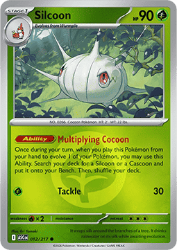 (012/217) Pokemon TCG Ascended Heroes: Additionals Single: Silcoon   Common (Energy Symbol Reverse Holo)