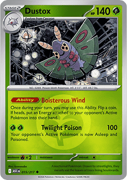 (015/217) Pokemon TCG Ascended Heroes: Additionals Single: Dustox   Uncommon (Energy Symbol Reverse Holo)