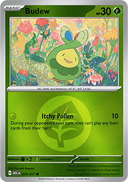 (016/217) Pokemon TCG Ascended Heroes: Additionals Single: Budew   Common (Energy Symbol Reverse Holo)
