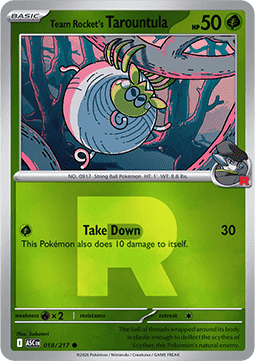 (018/217) Pokemon TCG Ascended Heroes: Additionals Single: Team Rocket's Tarountula   Common (Rocket Reverse Holo)