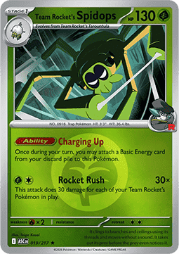 (019/217) Pokemon TCG Ascended Heroes: Additionals Single: Team Rocket's Spidops   Rare (Energy Symbol Reverse Holo)