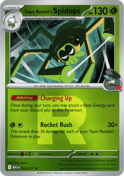 (019/217) Pokemon TCG Ascended Heroes: Additionals Single: Team Rocket's Spidops   Rare (Rocket Reverse Holo)