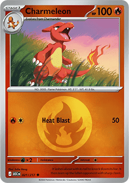 (021/217) Pokemon TCG Ascended Heroes: Additionals Single: Charmeleon   Uncommon (Energy Symbol Reverse Holo)