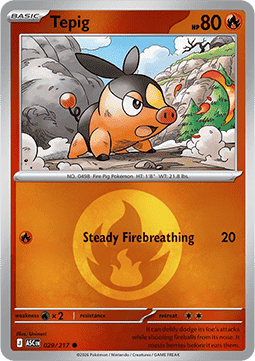 (029/217) Pokemon TCG Ascended Heroes: Additionals Single: Tepig   Common (Energy Symbol Reverse Holo)