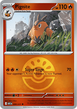 (030/217) Pokemon TCG Ascended Heroes: Additionals Single: Pignite   Uncommon (Ball Reverse Holo)