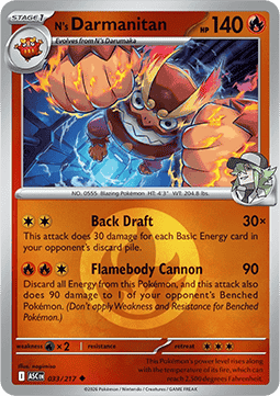 (033/217) Pokemon TCG Ascended Heroes: Additionals Single: N's Darmanitan   Uncommon (Energy Symbol Reverse Holo)