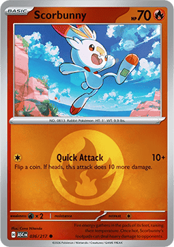 (036/217) Pokemon TCG Ascended Heroes: Additionals Single: Scorbunny   Common (Energy Symbol Reverse Holo)