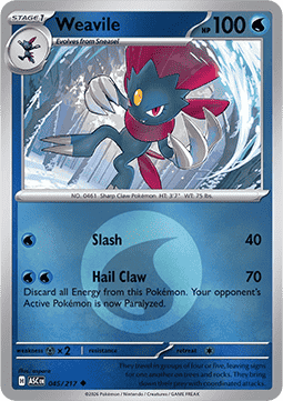(045/217) Pokemon TCG Ascended Heroes: Additionals Single: Weavile   Uncommon (Energy Symbol Reverse Holo)