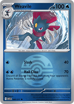 (045/217) Pokemon TCG Ascended Heroes: Additionals Single: Weavile   Uncommon (Ball Reverse Holo)