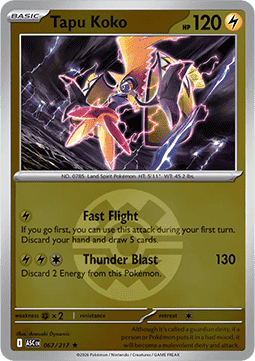 (067/217) Pokemon TCG Ascended Heroes: Additionals Single: Tapu Koko   Rare (Ball Reverse Holo)