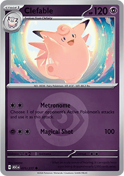 (075/217) Pokemon TCG Ascended Heroes: Additionals Single: Clefable   Uncommon (Energy Symbol Reverse Holo)
