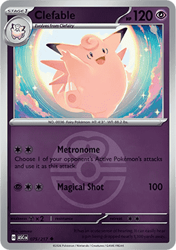 (075/217) Pokemon TCG Ascended Heroes: Additionals Single: Clefable   Uncommon (Ball Reverse Holo)