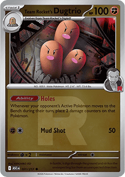 (101/217) Pokemon TCG Ascended Heroes: Additionals Single: Team Rocket's Dugtrio   Uncommon (Rocket Reverse Holo)