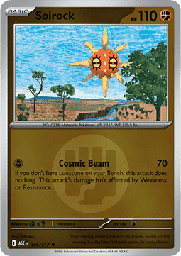 (106/217) Pokemon TCG Ascended Heroes: Additionals Single: Solrock   Uncommon (Energy Symbol Reverse Holo)
