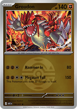 (108/217) Pokemon TCG Ascended Heroes: Additionals Single: Groudon   Rare (Ball Reverse Holo)