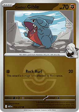 (109/217) Pokemon TCG Ascended Heroes: Additionals Single: Cynthia's Gible   Common (Ball Reverse Holo)