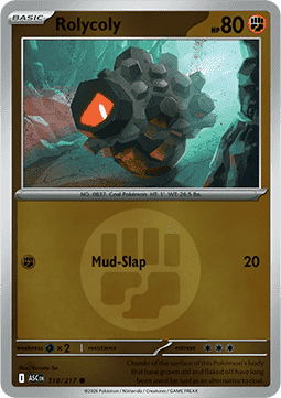 (118/217) Pokemon TCG Ascended Heroes: Additionals Single: Rolycoly   Common (Energy Symbol Reverse Holo)