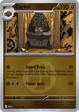 (119/217) Pokemon TCG Ascended Heroes: Additionals Single: Carkol   Common (Energy Symbol Reverse Holo)