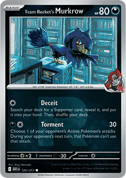 (126/217) Pokemon TCG Ascended Heroes: Additionals Single: Team Rocket's Murkrow   Common (Rocket Reverse Holo)